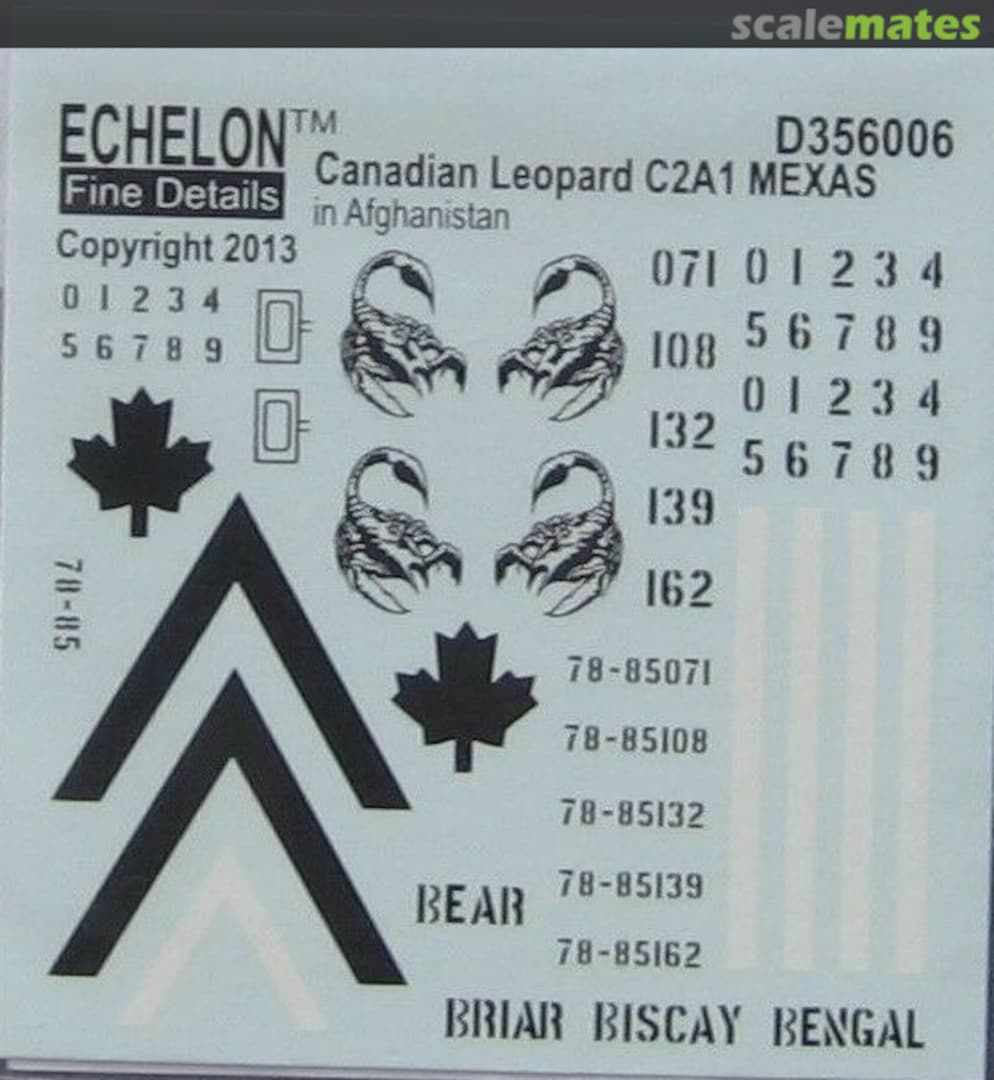 Boxart Canadian Leopard C2A1 MEXAS Markings D356006 Echelon Fine Details