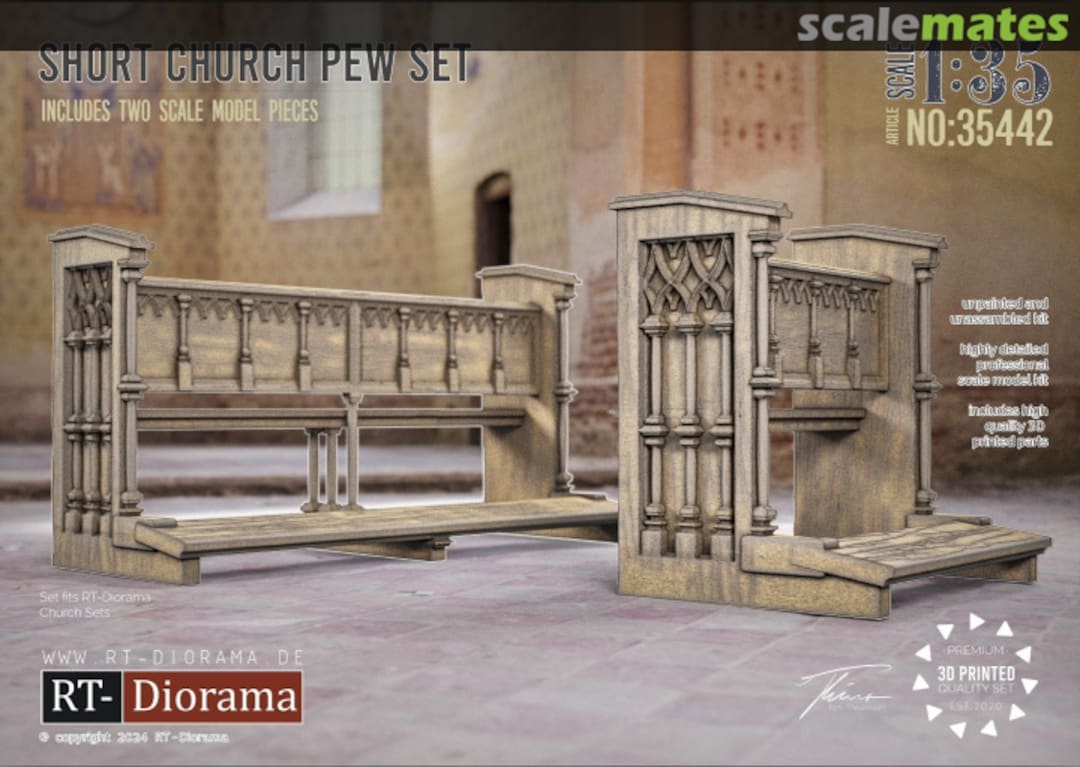 Boxart Short Church Pew Set 35442 RT-Diorama