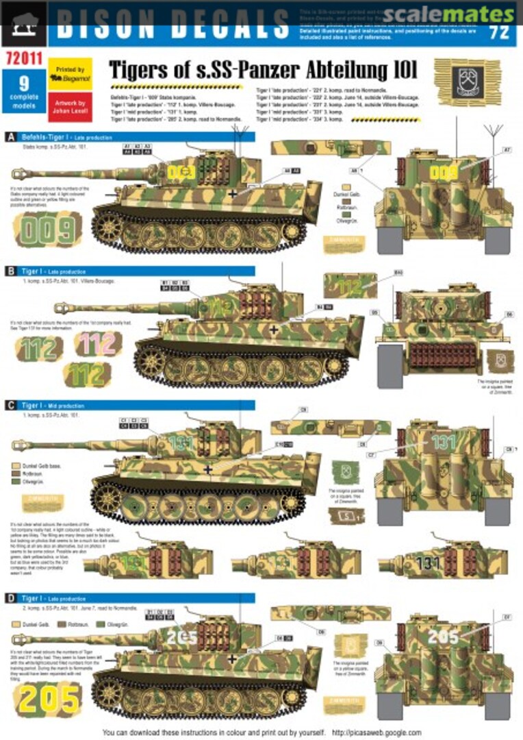 Boxart Tigers of s.SS - Panzer Abteilung 101 72011 Bison Decals