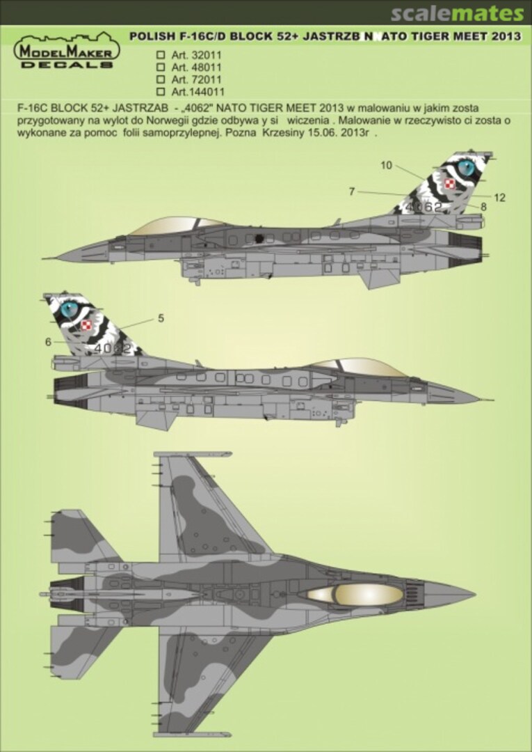 Boxart Polish F-16 C/D on NATO Tiger Meet 2013 D48011 ModelMaker