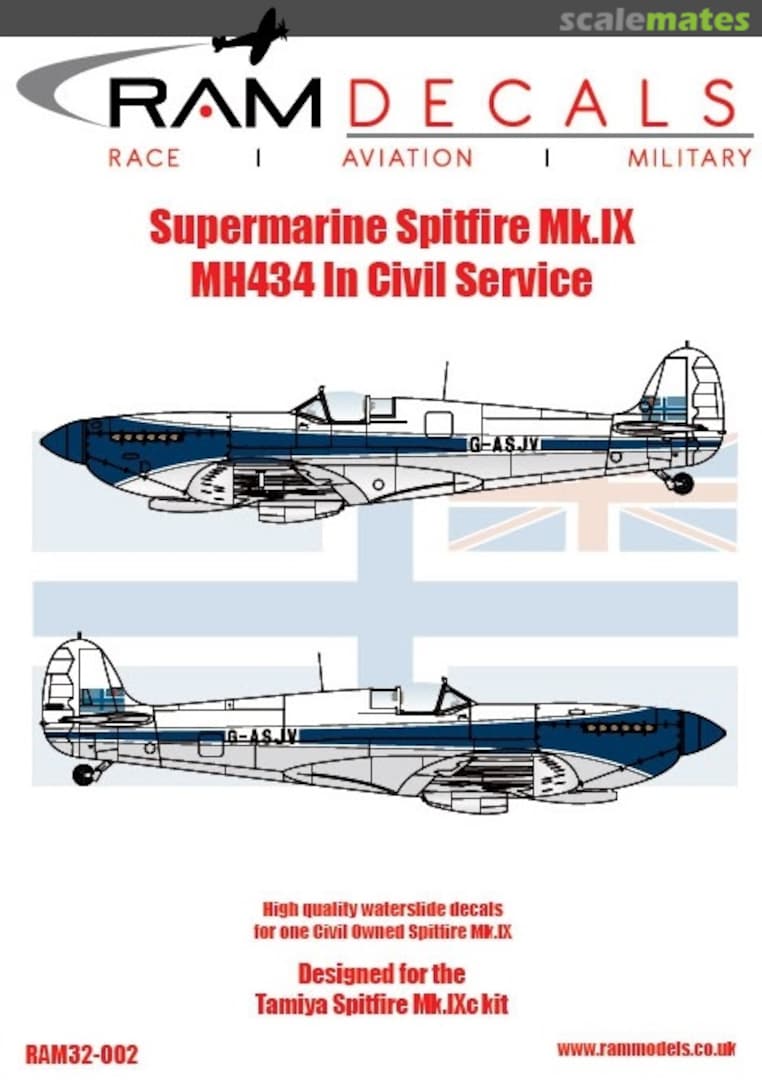 Boxart Supermarine Spitfire Mk.IX MH434 In Civil Service RAM 32-002 RAM Models