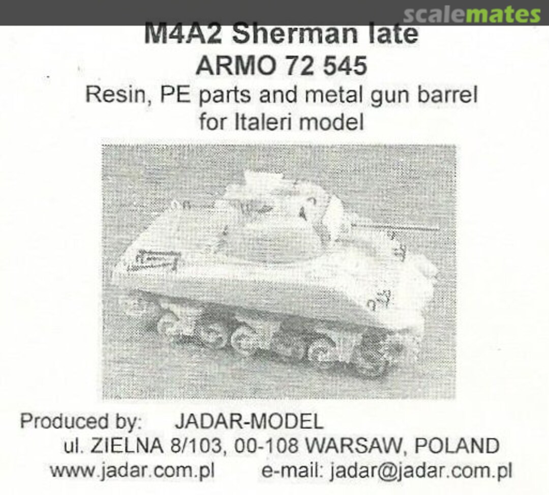 Boxart M4A2 Sherman late 72545 Armo