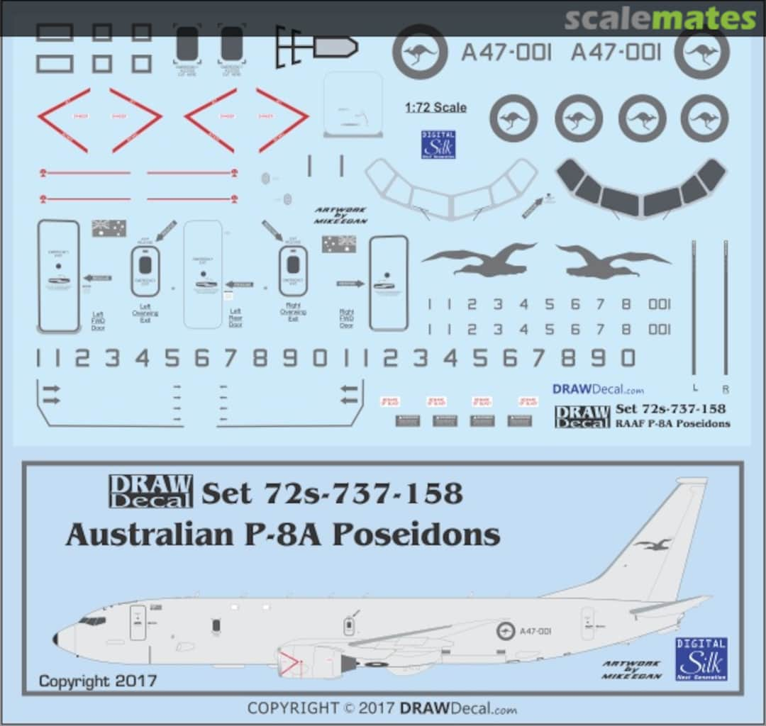 Boxart Australian P-8A Poseidons 72s-737-158 Draw Decal