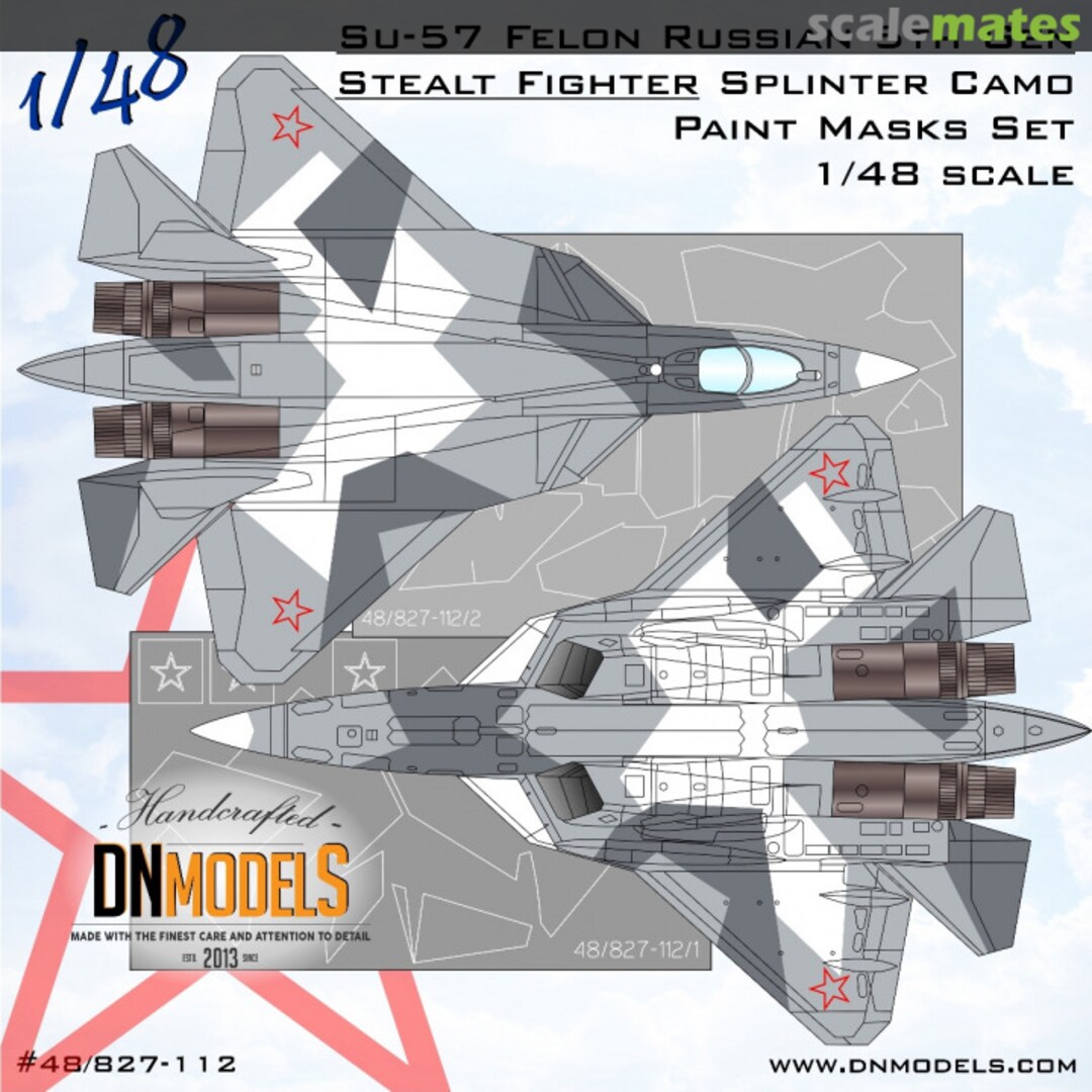 Boxart Su-57 Felon Russian 5th Gen Stealth Fighter Splinter Camo 48/827-112 DN Models