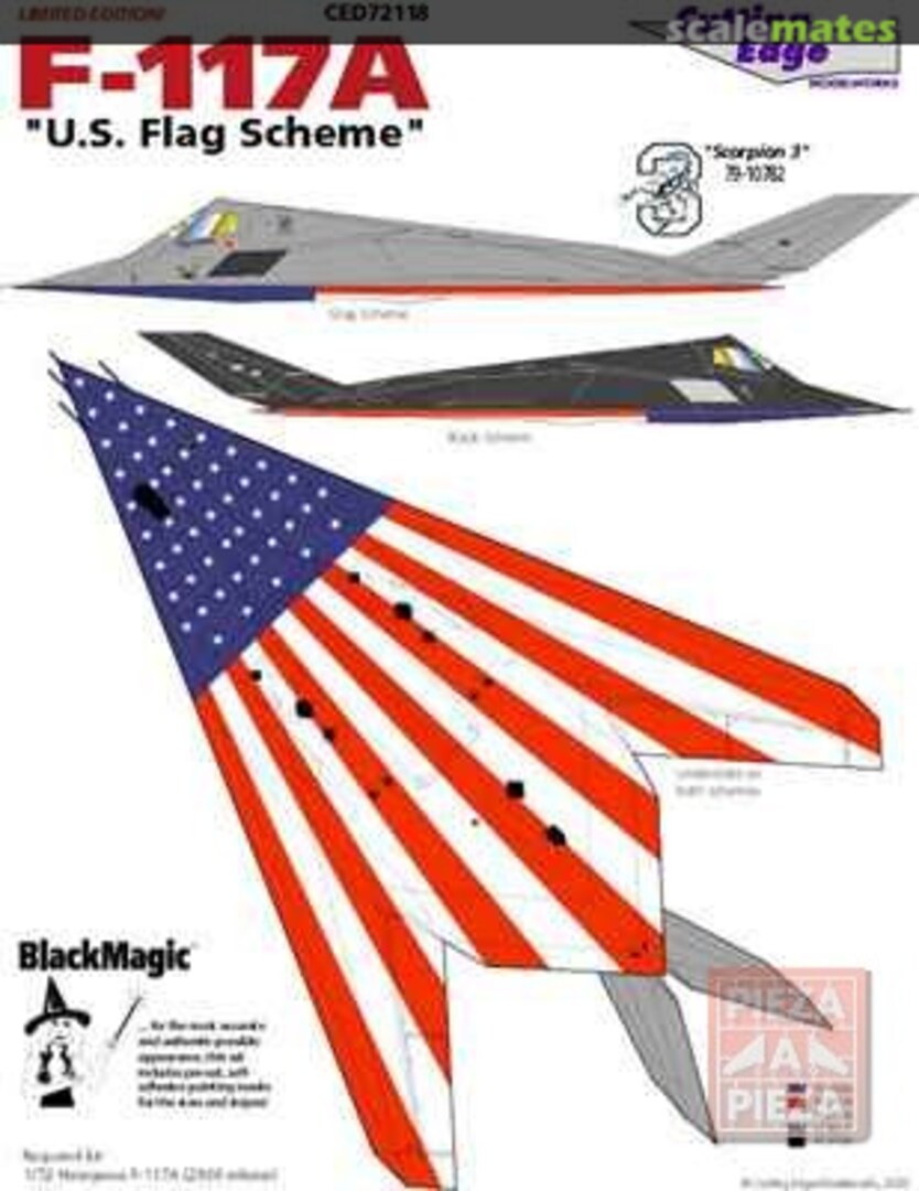 Boxart F-117A 'US Flag Scheme' Decals CED72118 Cutting Edge Modelworks