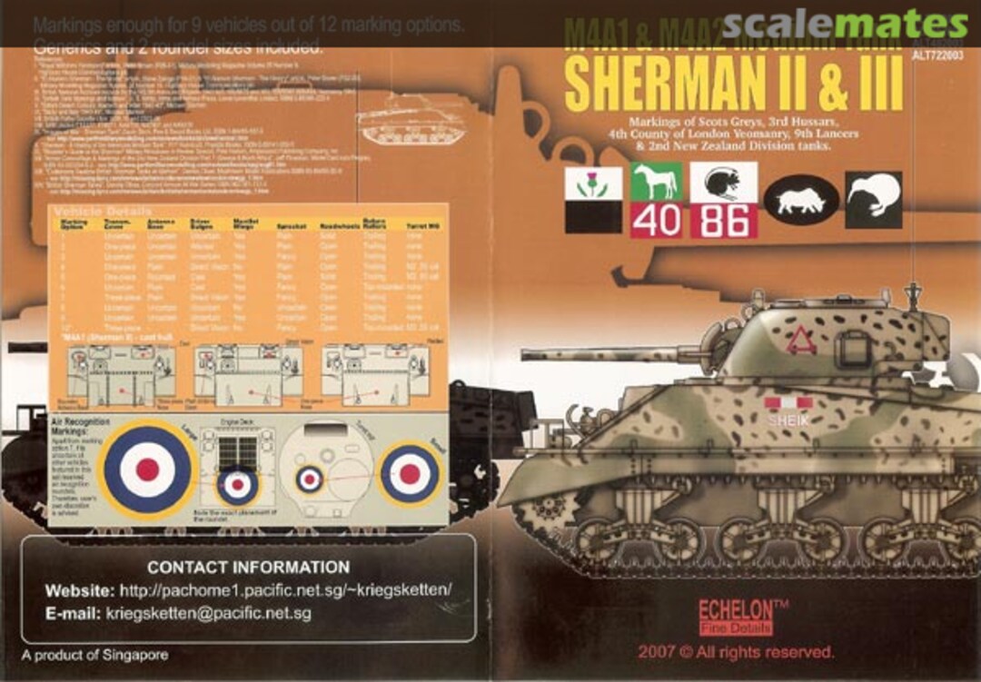 Boxart M4A1 & M4A2 Medium Tank, Sherman II & III ALT352003 Echelon Fine Details