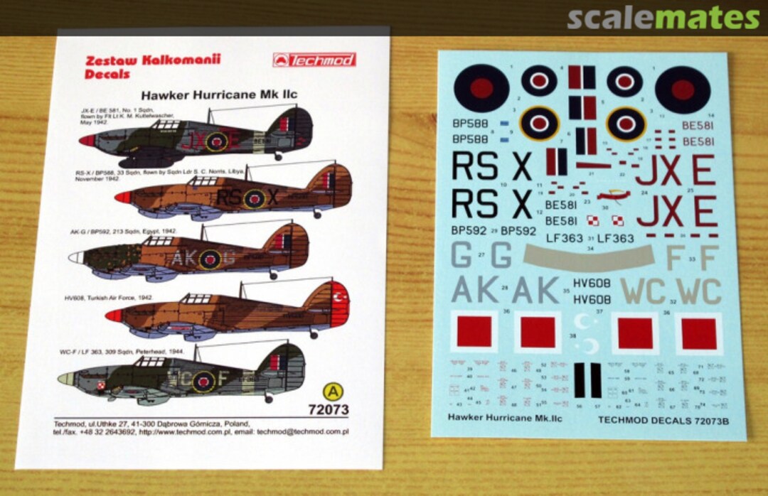 Contents Hawker Hurricane Mk IIc 72073B Techmod