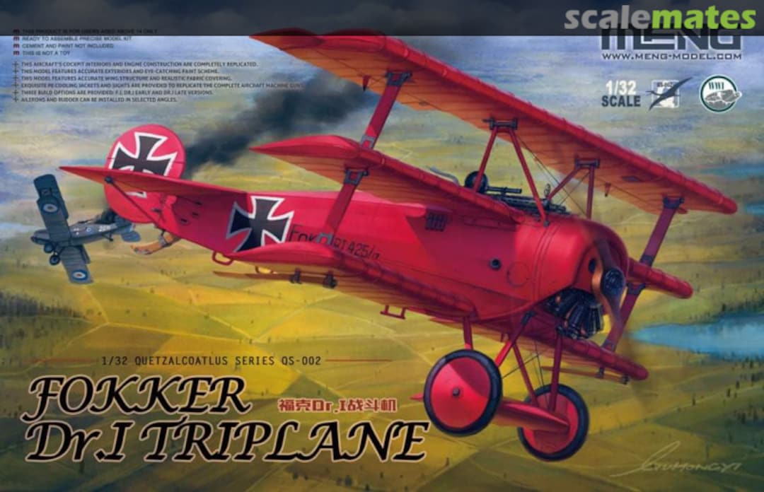 Boxart Fokker Dr.I Triplane QS-002 Meng Model