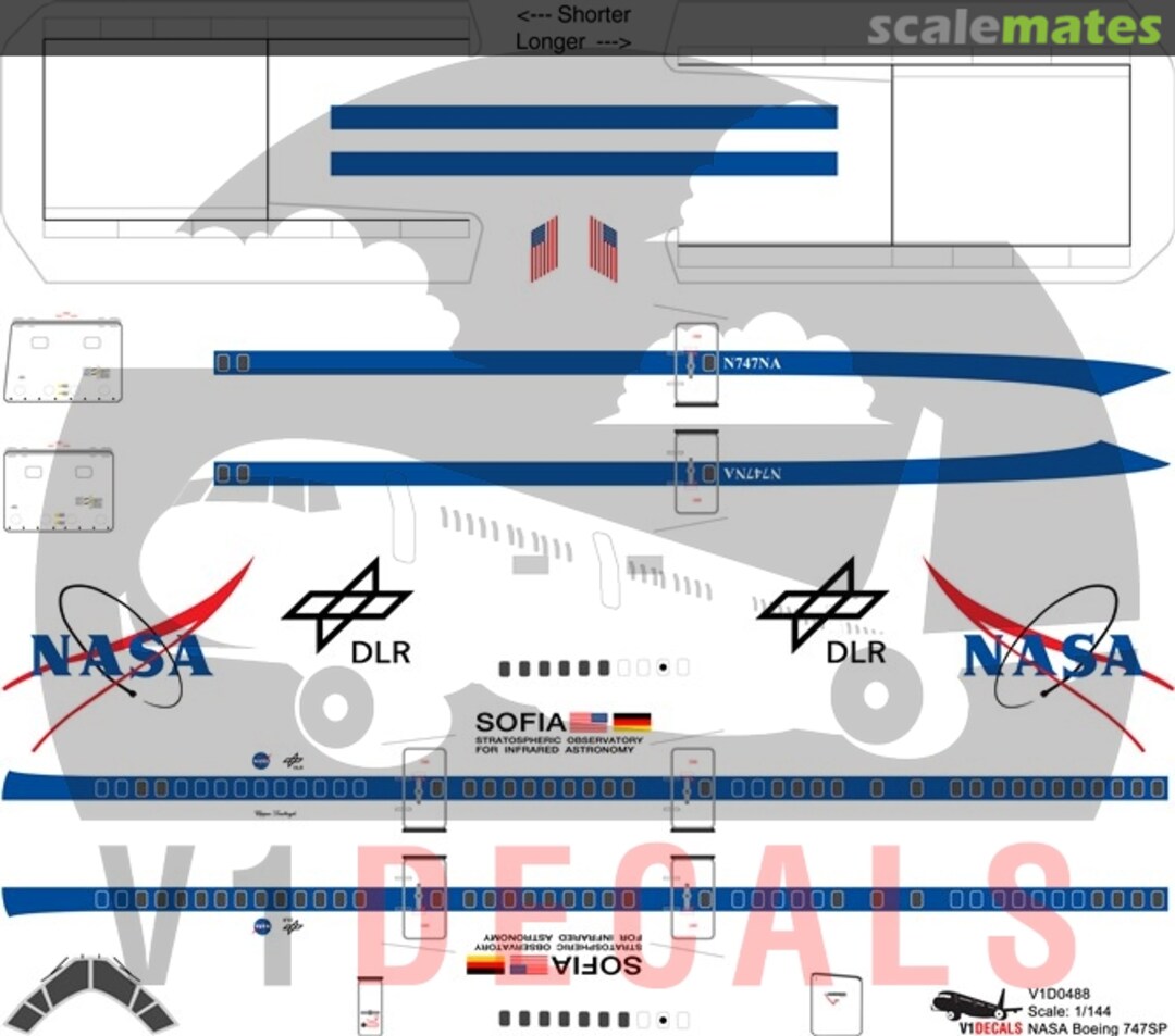 Boxart NASA Boeing 747SP (DLR SOFIA) V1D0488-200 V1 Decals