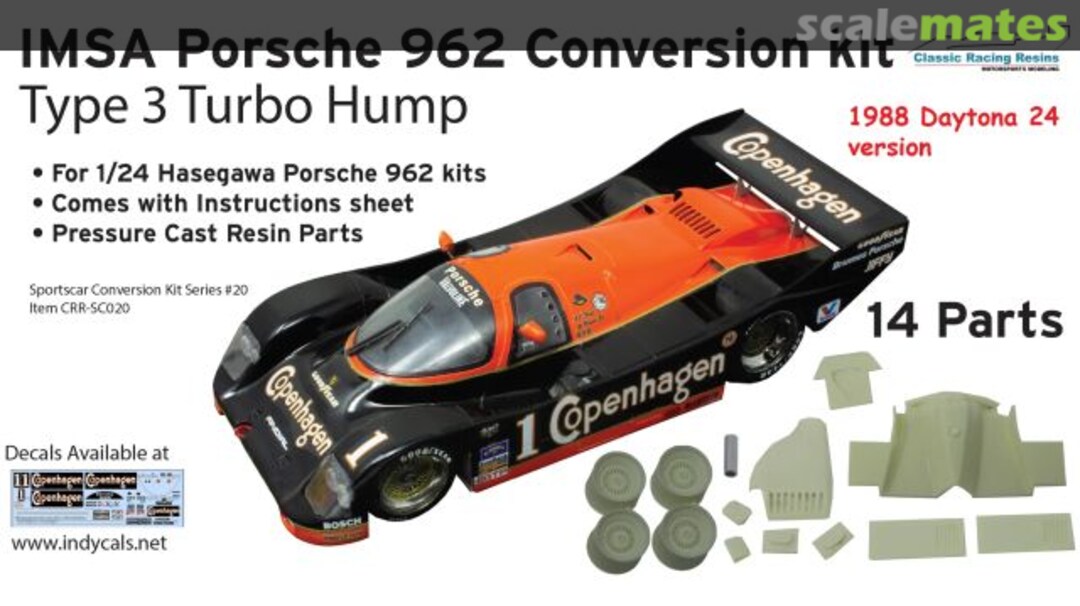 Boxart 1988 Copenhagen Foyt Porsche 962 IMSA Turbo Hump conversion type 3 CRR-SC020 Classic Racing Resins