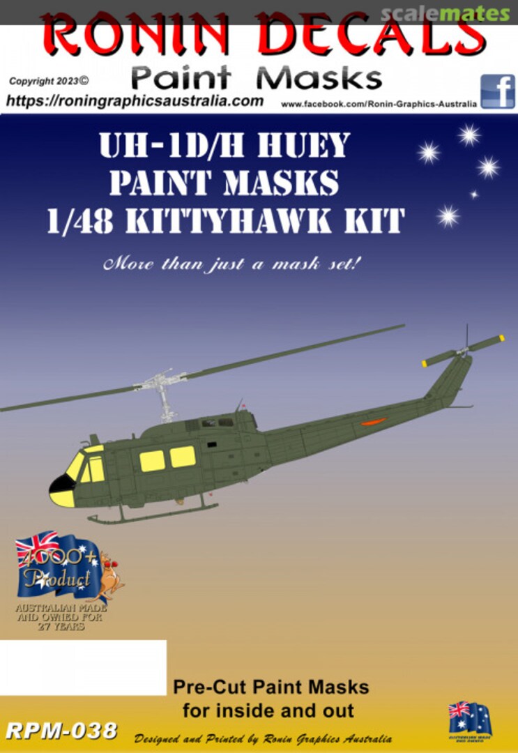 Boxart UH-1D/H Huey Paint Masks RPM-038 Ronin Decals