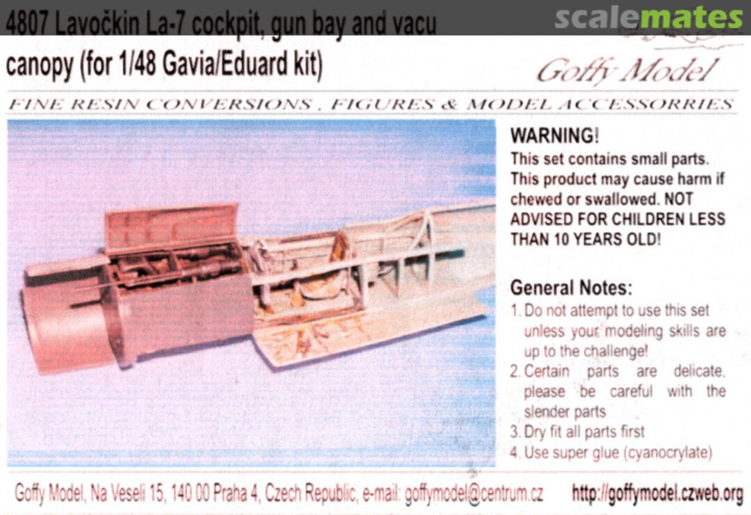 Boxart Lavočkin La-7 Cockpit, Gun Bay and Vac Canopy 4807 Goffy Model
