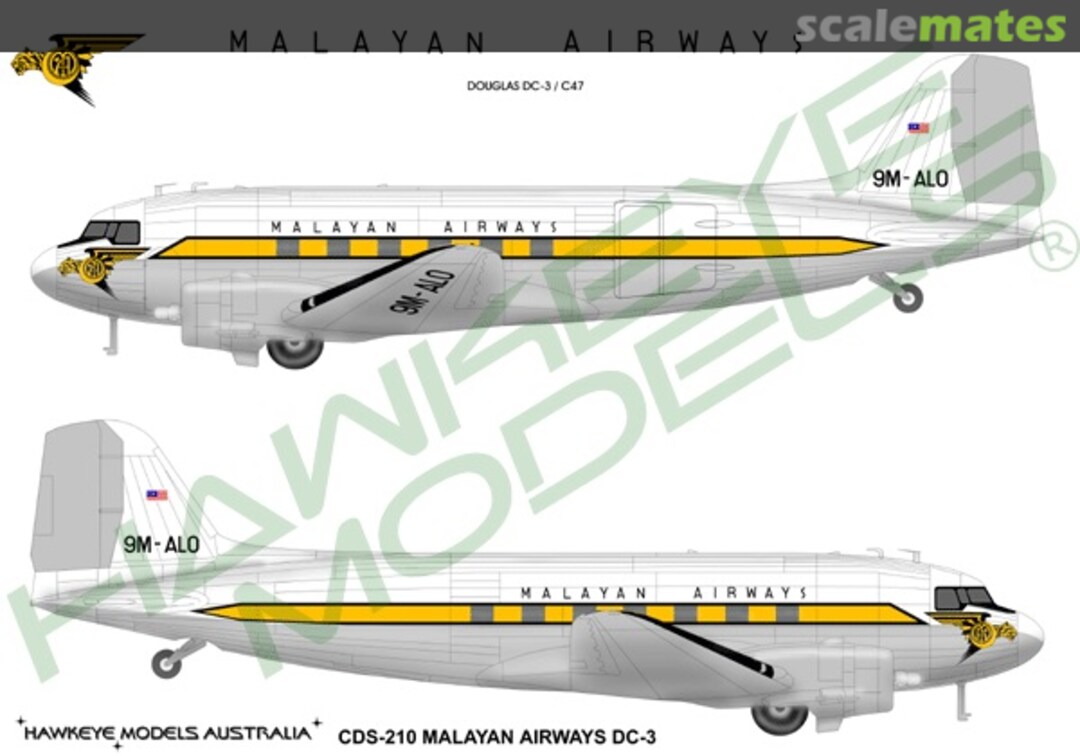 Boxart Malayan Ariways DC-3 CDS-210 Hawkeye Models