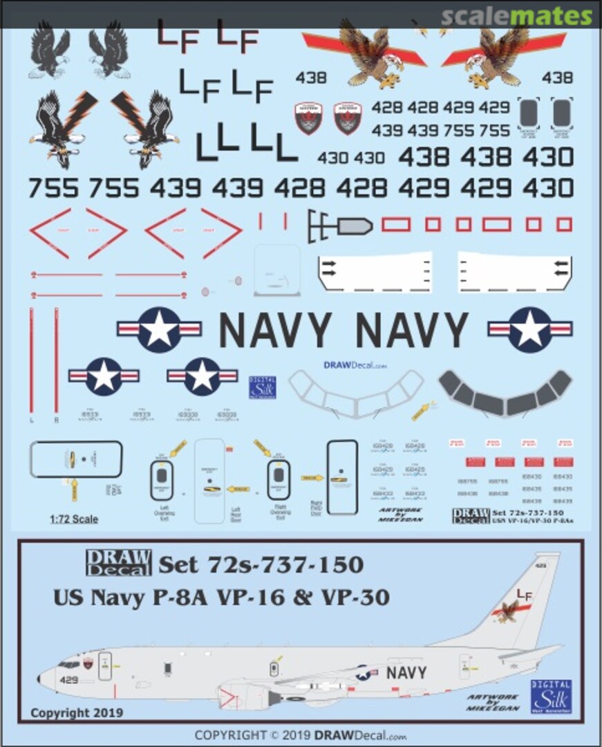 Boxart US Navy P-8A VP-16 & VP-30 72s-737-150 Draw Decal