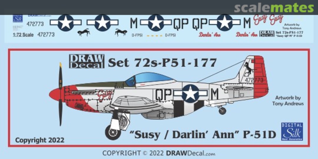 Boxart “Susy / Darlin’ Ann” P-51D 72-P51-177 Draw Decal