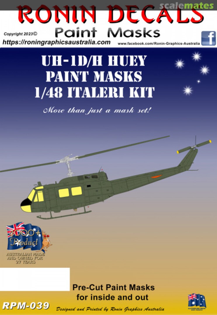 Boxart UH-1D/H Huey Paint Masks RPM-039 Ronin Decals