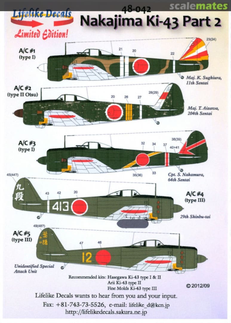 Boxart Nakajima Ki-43 Part 2 48-042 Lifelike Decals