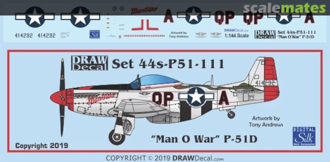 Boxart “Man O’ War” P-51D 44-P51-111 Draw Decal