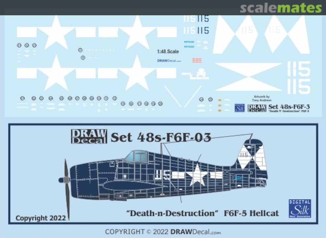 Boxart “Death N’ Destruction” F6F-5 Hellcat 48-F6F-03 Draw Decal