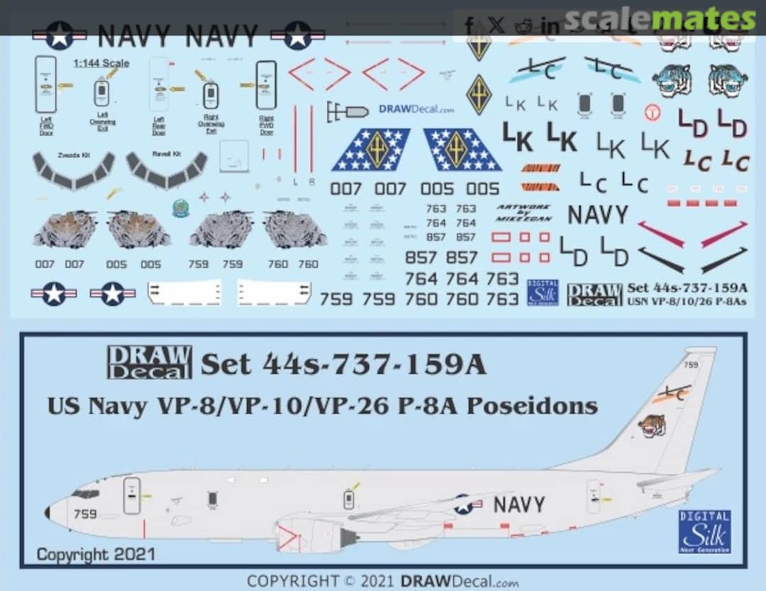 Boxart US Navy VP-8 / VP-10 / VP-26 P-8As Poseidons 44-737-159A Draw Decal