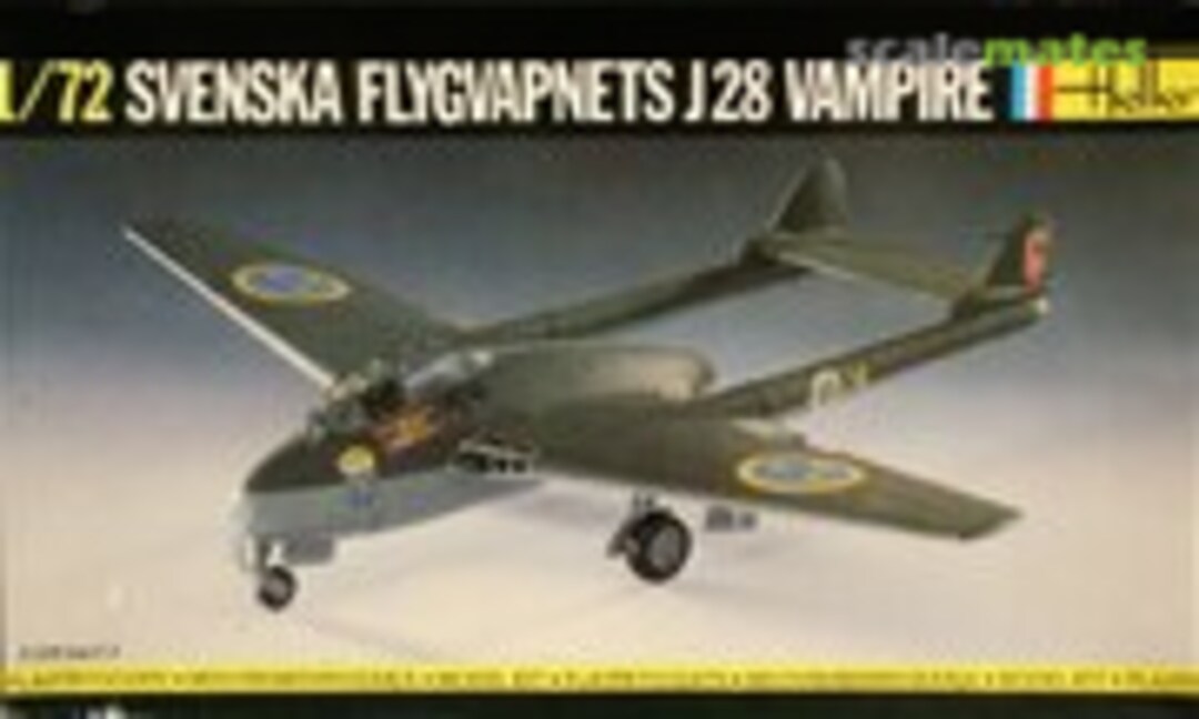 1:72 Svenska Flygvapnets J 28 Vampire (Heller 297)