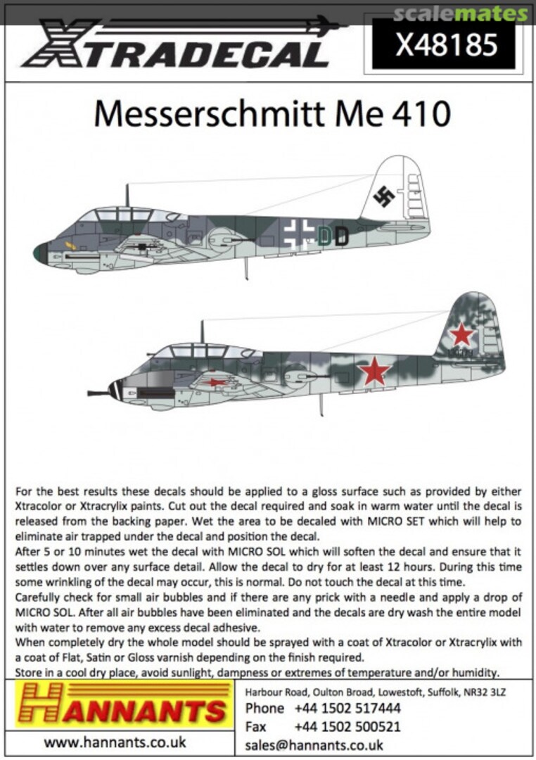 Boxart Messerschmitt Me 410 X48185 Xtradecal