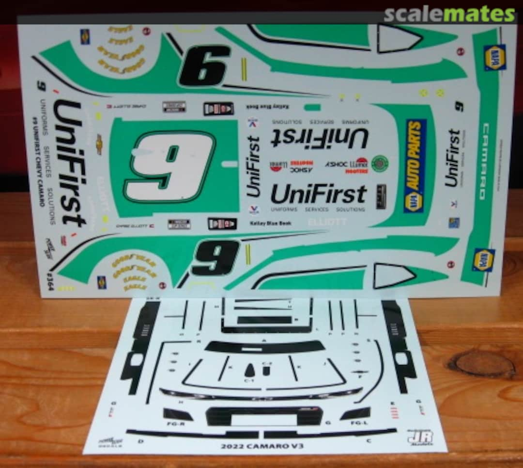 Boxart # 9 UniFirst Chase Elliott 2022 Camaro 364 Powerslide Decals