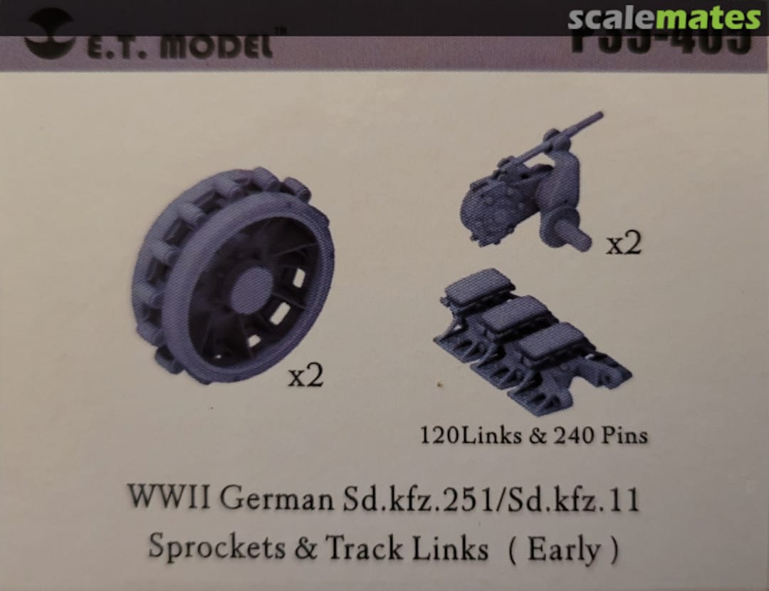 Boxart German WWII Sd.kfz.251 and Sd.kfz.11 - Track links &amp; Sprockets Early P35-405 E.T. Model