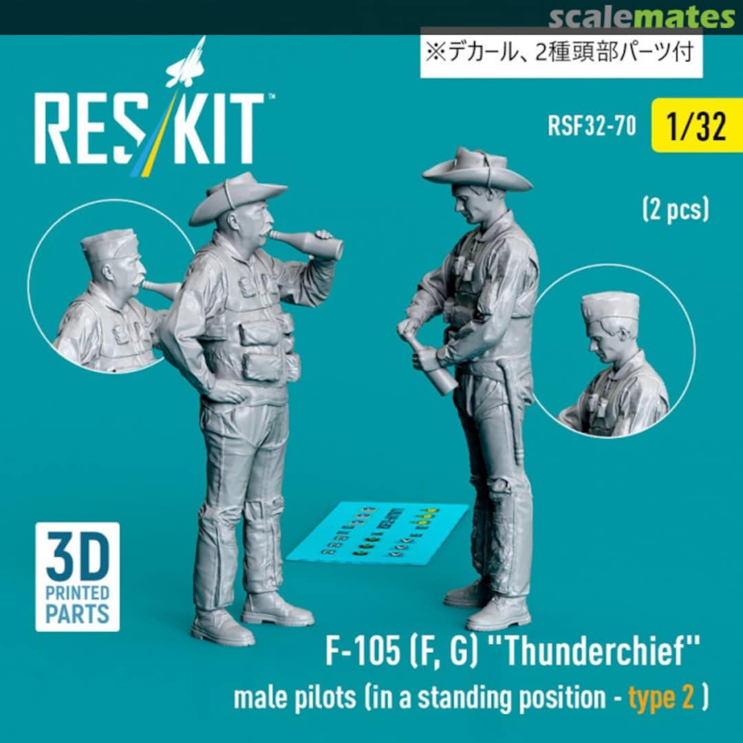 Boxart F-105 (F, G) "Thunderchief" male pilots (in a standing position - type 2) (2 pcs) (3D Printed) RSF32-0070 ResKit