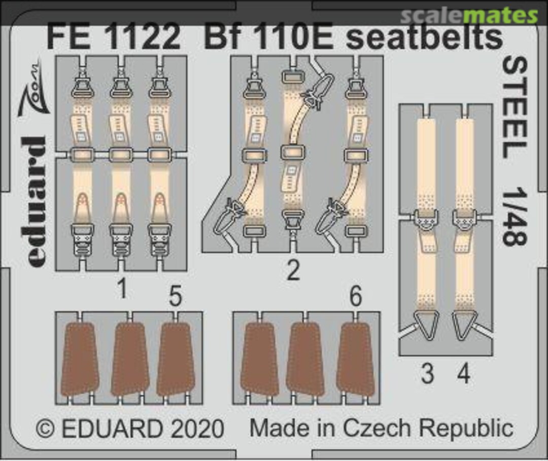 Boxart Bf 110E seatbelts STEEL DRAGON FE1122 Eduard