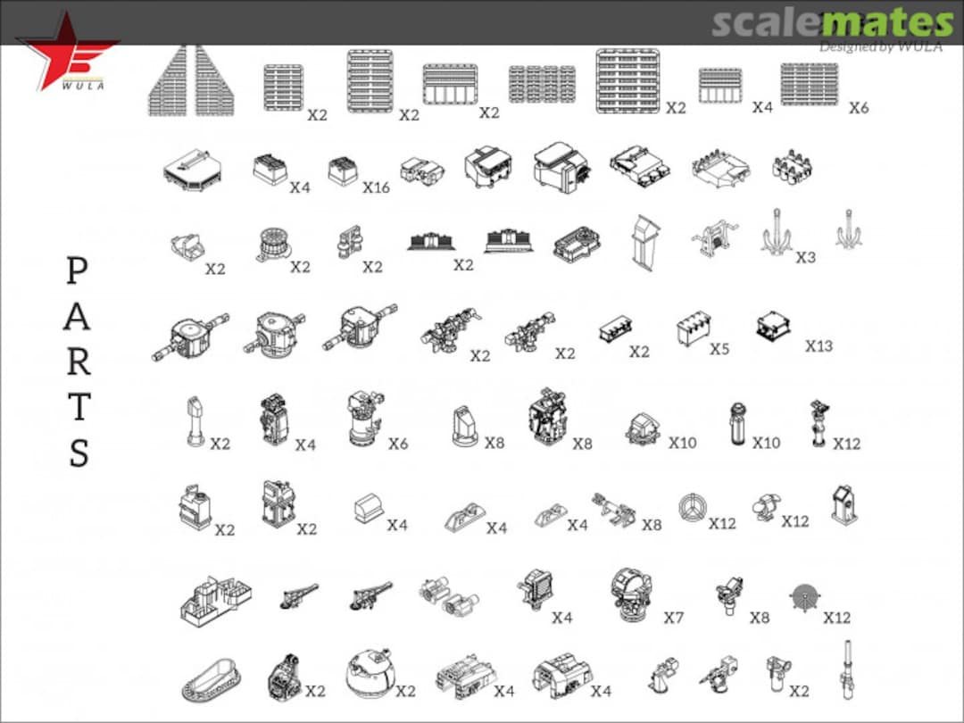 Contents Bismarck 3D Printed Upgrade Set WLP7000001 WULA