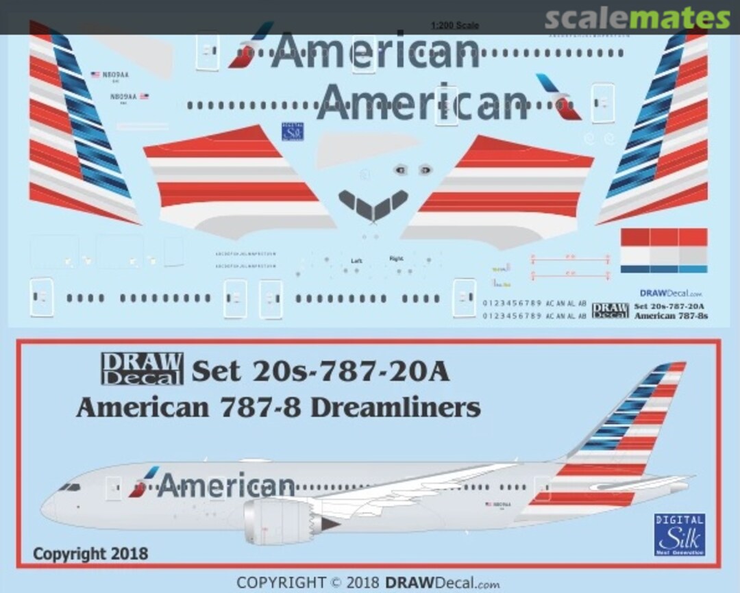 Boxart American Airlines 787-8 Dreamliners 20-787-20A Draw Decal