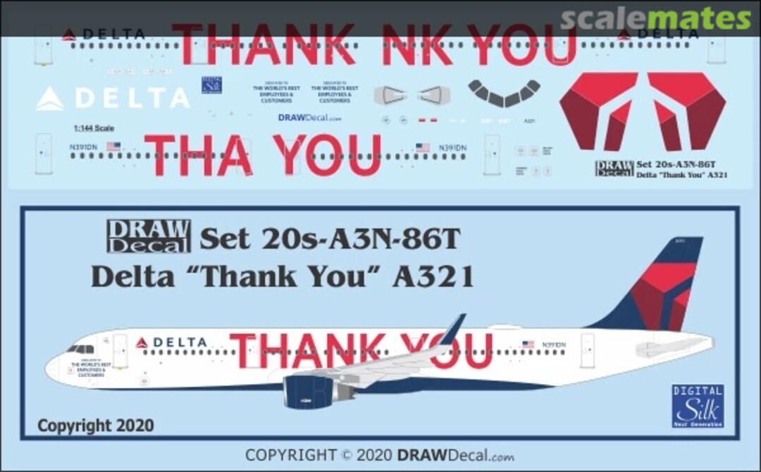 Boxart Delta “Thank You” A321 20-A3N-86T Draw Decal