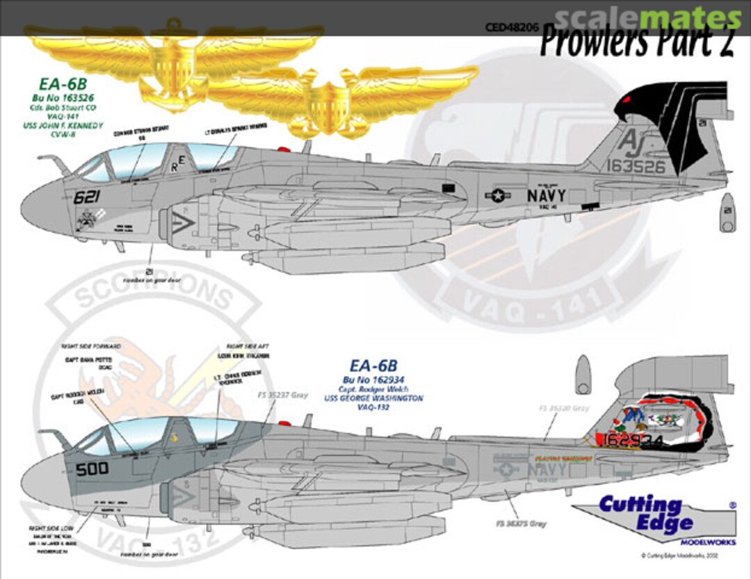 Boxart Prowlers Part 2: VAQ-141 (USS J.F. Kennedy), VAQ-132 (USS George Washington) CED72206 Cutting Edge Modelworks