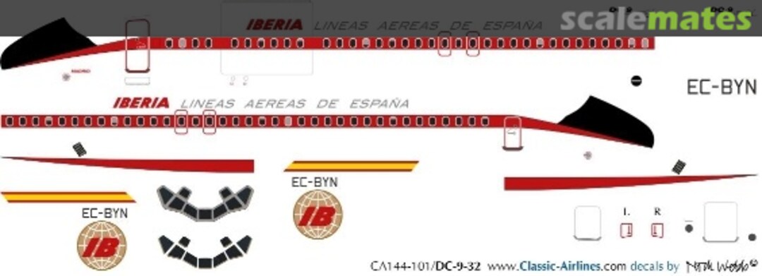 Boxart Iberia (globe tail) DC-9 CA144-101 Classic Airlines