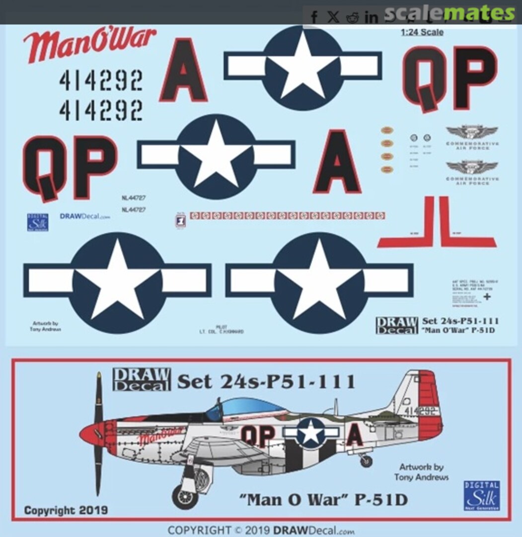 Boxart “Man O’ War” P-51D 24-P51-111 Draw Decal