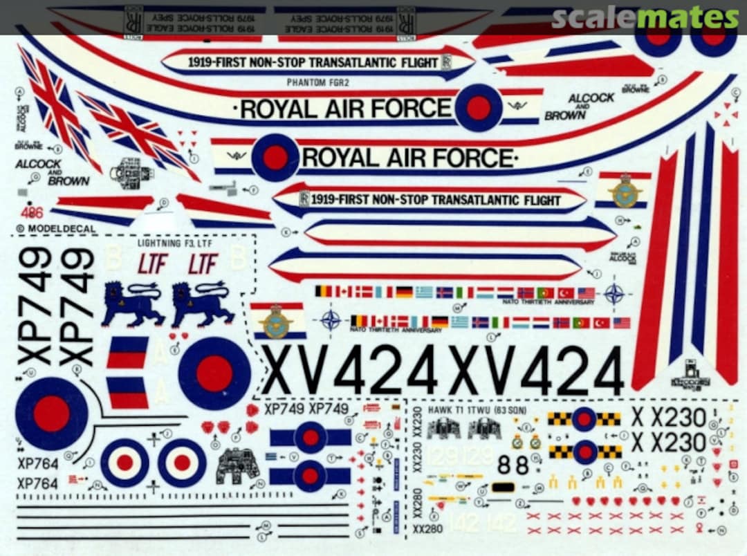 Boxart Greenham Common 1979 - R.A.F. Phantom FGR2 (Alcock & Brown) | Lightning F3, LTF; Hawk T1, TWU. 55 Modeldecal