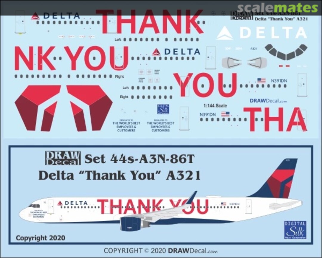 Boxart Delta “Thank You” A321 44-A3N-86T Draw Decal