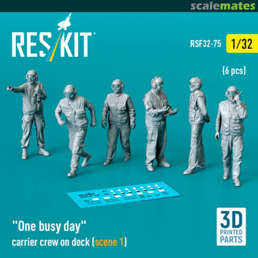 Boxart "One busy day" carrier crew on deck (scene 1) (6 pcs) (3D Printed) RSF32-0075 ResKit