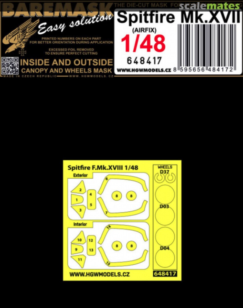 Boxart Spitfire Mk. XVII masks (double sided) 648417 HGW Models