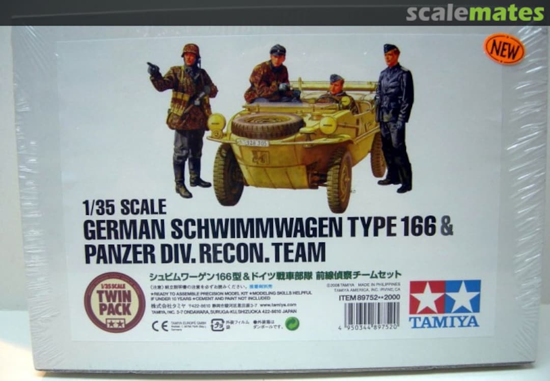 Boxart German Schwimmwagen Type 166 & Panzer Div. Recon team 89752 Tamiya