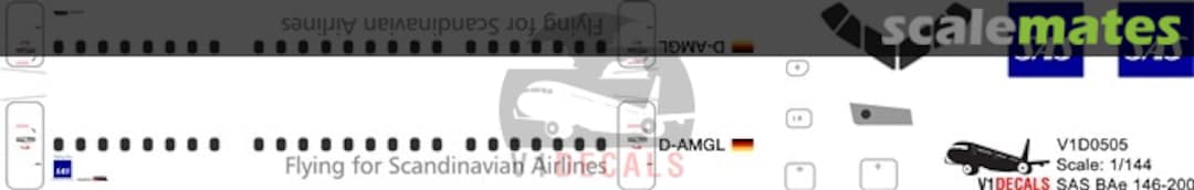 Boxart Scandinavian Airlines (SAS) BAe Avro 146-200 - RJ-85 V1D0505-144 V1 Decals