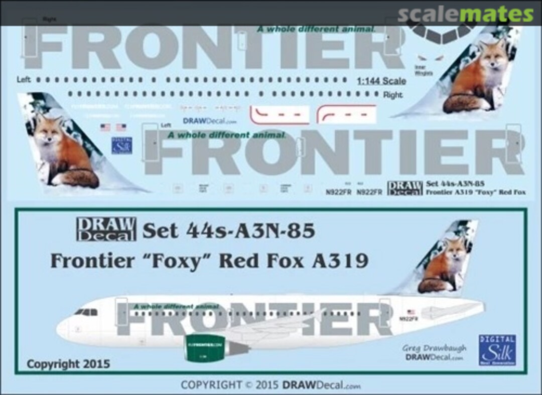 Boxart Frontier A319 “Foxy” Red Fox 44-A3N-85 Draw Decal