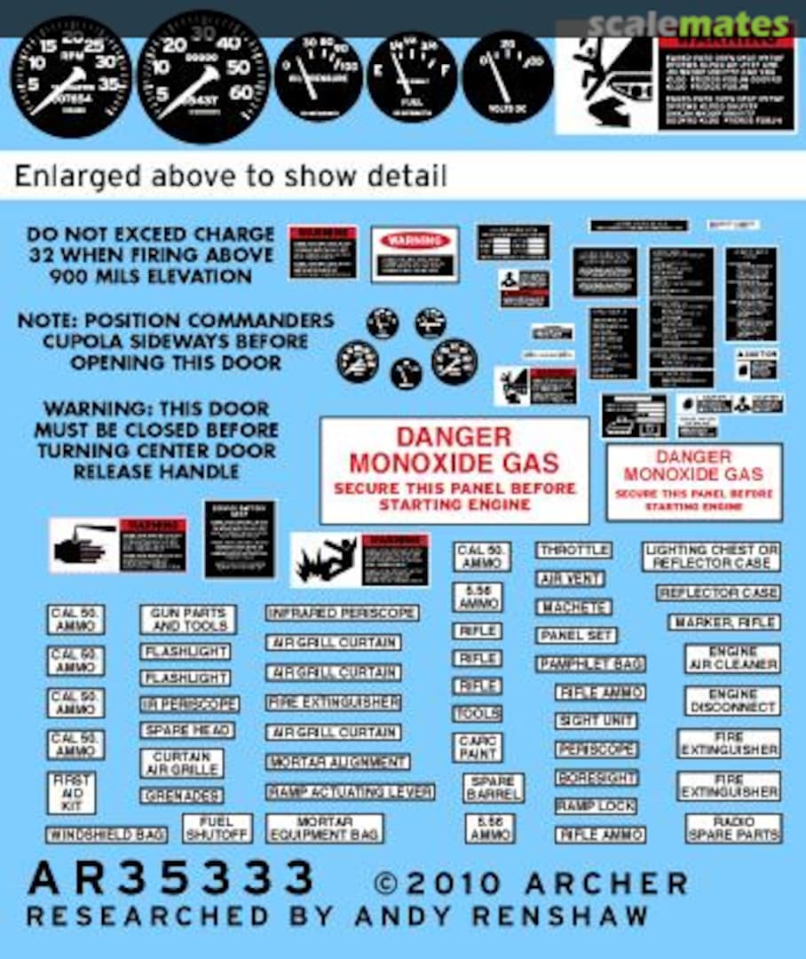 Boxart M106 Interior Placards and Instruments AR35333 Archer