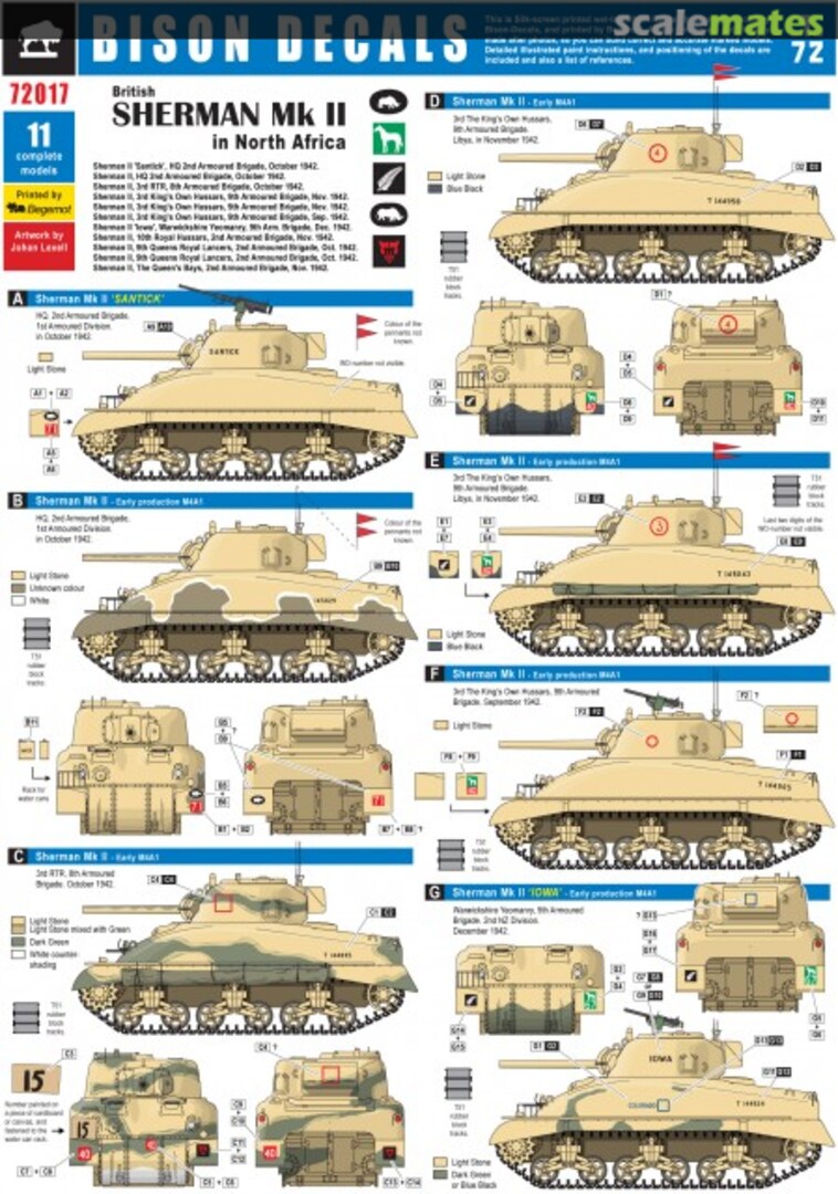 Boxart British Sherman Mk II in North Africa 72017 Bison Decals