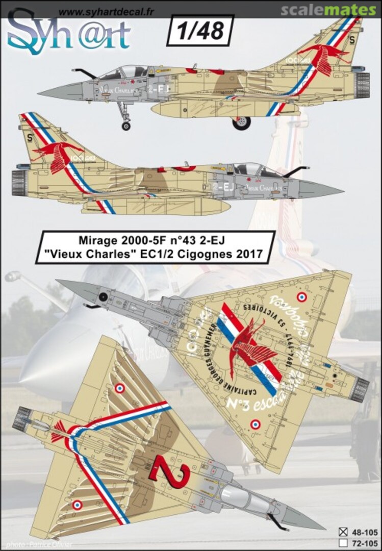 Boxart Mirage 2000-5F n°43 2-EJ "Vieux Charles" EC 1/2 Cigognes 48-105 Syhart