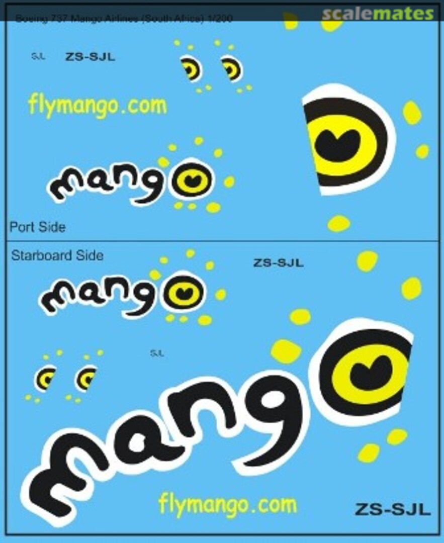 Boxart Boeing 737-800 Mango Airlines MAV200002 MAV Decals