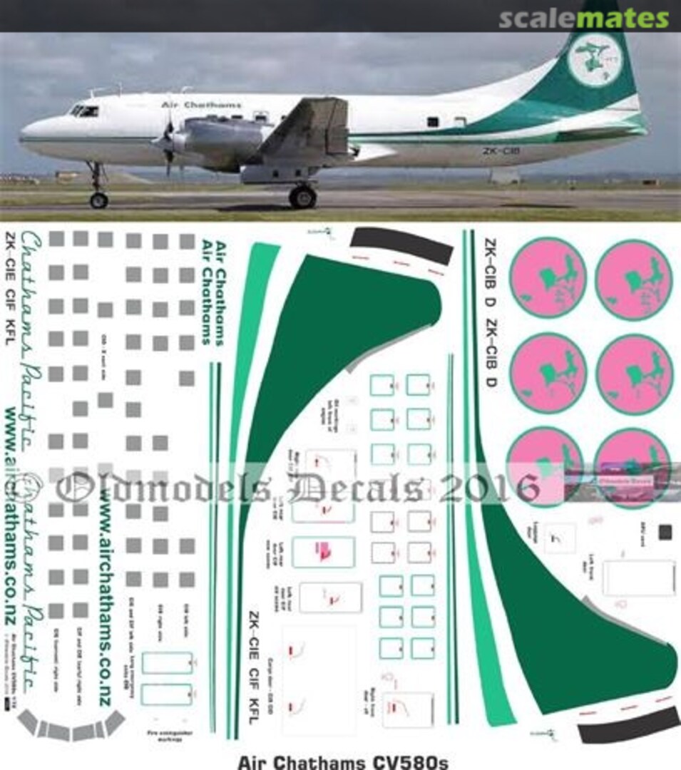 Boxart CV580 Air Chathams OMD0337 Oldmodels Decals