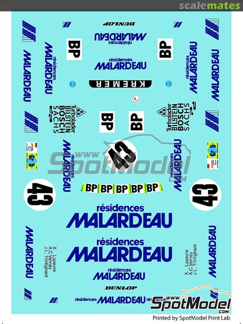 Boxart Porsche Kremer 935 K3 sponsored by Malardeau #43 PLB2-216875 Print Lab Decals