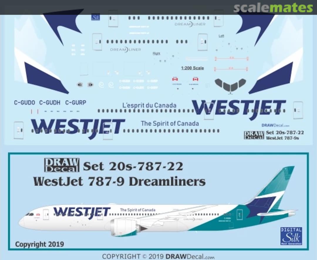 Boxart WestJet 787-9 Dreamliners 20-787-22 Draw Decal